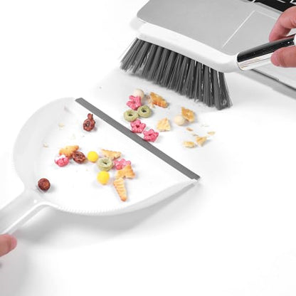 NACENA Mini Broom and Dustpan Set, Small Dust Pan and Brush Set, White&Gray - color: Grey & White, size: 1 Pack