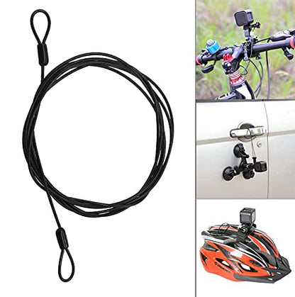 GOMRQING 3mm 200CM/6.6ft Long Outdoor Travel Security Cable Lock,Braided Steel Coated Safety Cable Luggage Lock,Safety Cable Wire Rope Chain Lock Double Loop Lightweight (2 Pack) - size: 6.6FT-2 Pack