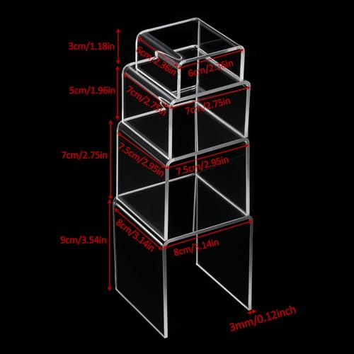 Lemecima 20 Pcs Acrylic Display Risers, Clear Product Stand, Jewelry Display Riser, Cupcakes Holder Dessert Transparent Showcase Stands, Candy Bar Risers, Lifts for Figures
