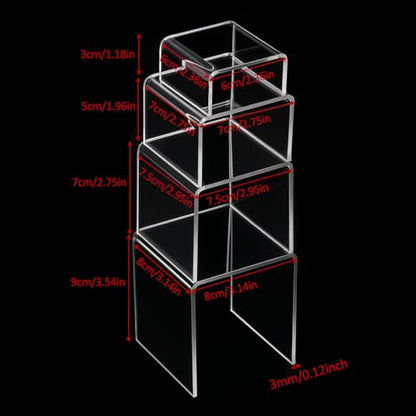Lemecima 20 Pcs Acrylic Display Risers, Clear Product Stand, Jewelry Display Riser, Cupcakes Holder Dessert Transparent Showcase Stands, Candy Bar Risers, Lifts for Figures