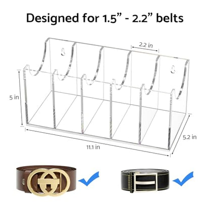FEMELI Acrylic Belt Organizers Holders for Closet 5-Slots Belt Storage Box - size: 5-Compartments