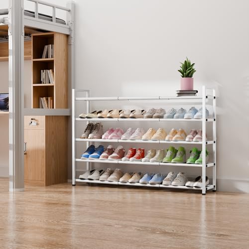 Bumusty 5 Tier Long Expandable Shoe Rack for Closet, White - color: White, size: 5-tier
