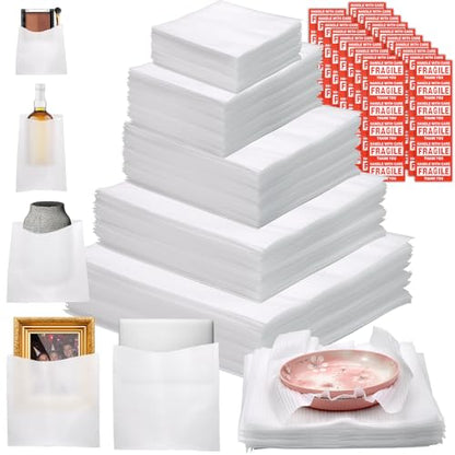 302 Pcs Packing Foam Pouches & Sheets, 5 Sizes Cushion Foam Wrap Pouches - size: Multi-Size 302 Pcs