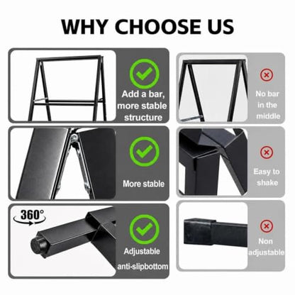 USCNC 24 x 36 Inch A Frame Sign Double-Sided Folding Sandwich Board Heavy Duty Slide-in Sidewalk Signboard for Outdoor Street Advertising Poster(Frame only，No white board) - color: Black-1PACK Double-Sided