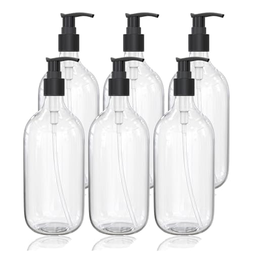 10 Ounce Clear Plastic Pump Bottle Dispenser for Essential Oil Lotion 6Pcs - size: 10 Ounce (Pack of 6)