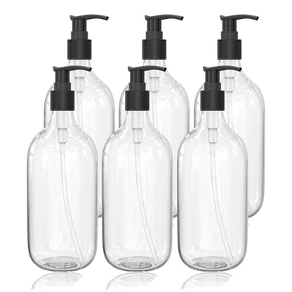 10 Ounce Clear Plastic Pump Bottle Dispenser for Essential Oil Lotion 6Pcs - size: 10 Ounce (Pack of 6)