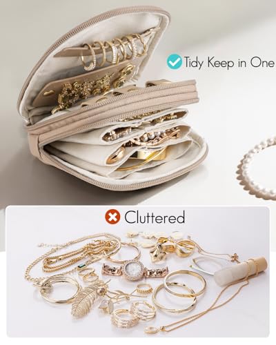 VLANDO 2-Layer Travel Jewelry Case for Necklaces,Rings,Earrings - color: Toffee