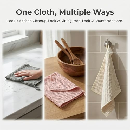 Microfiber Cleaning Cloths 6-Pack, Absorbent Textured Towels Large 12x16 In