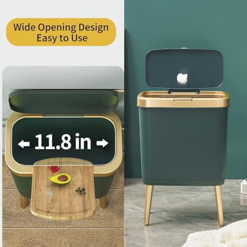 Procade Green Bathroom Trash Can with Lid,4 Gallon Retro Gold Garbage Can - color: Green