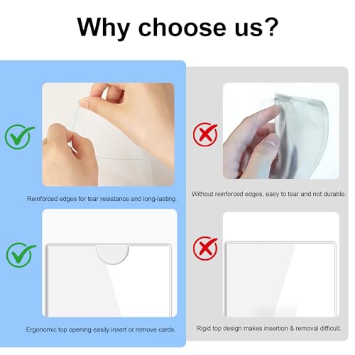 52 Pcs Clear Index Card Holder Self-Adhesive 3"X5" Top Open Label Holder - size: 3*5