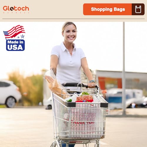 Glotoch Plastic Thank You Shopping Bags with Handles White 1000 Count - color: White Thank You