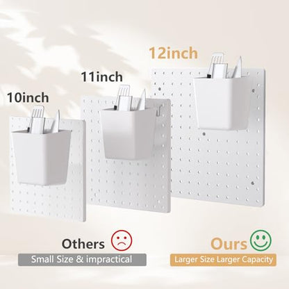 FZK Modular Plastic Peg Board Wall Organizer Kit, 12x12, White - color: 12inch-Pegboard Kit-White