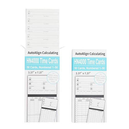 50 Time Cards for uPunch HN4000, HN2000, HN2500, HN4500