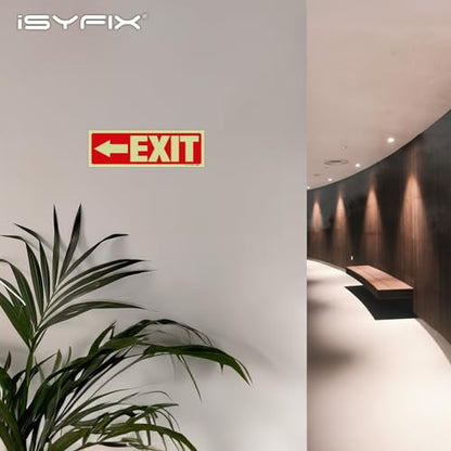 iSYFIX Exit Stickers Signs Directional Left Arrow 6 Pack 12x4 Inch - color: Sticker Left Glow, size: 6 Pk 12x4