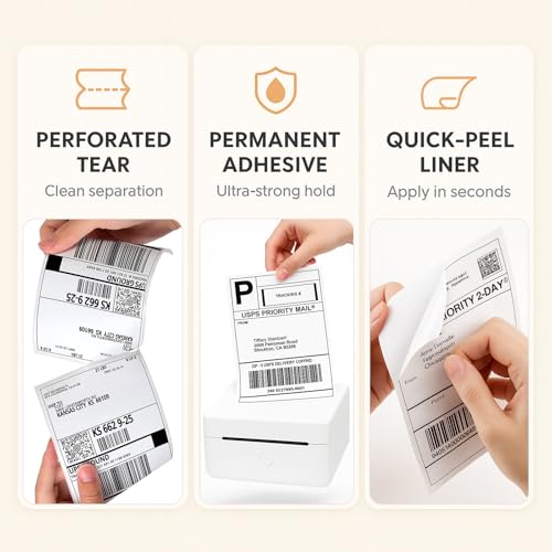 3-Proof 4" x 6" Fanfold Thermal Shipping Label, 8-Stack 4000 Labels - size: 4" x 6" - 8 Stacks ( 4000 labels ）