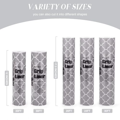 Glotoch Drawer Liner and Shelf Liner, 2 Rolls, 17.5" W x 360" L, Gray - color: Gray Quatrefoil, size: 17.5"W x 360"L 2 Rolls
