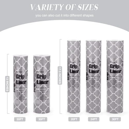 Glotoch Drawer Liner and Shelf Liner, 2 Rolls, 17.5" W x 360" L, Gray - color: Gray Quatrefoil, size: 17.5"W x 360"L 2 Rolls