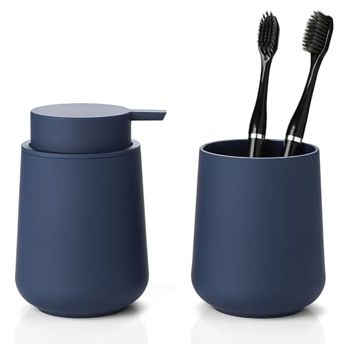 YAUKPH Bathroom Soap Dispenser and Toothbrush Holder Matte Blue - color: Matte Blue