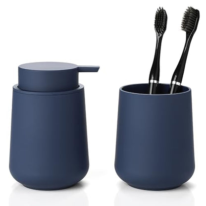 YAUKPH Bathroom Soap Dispenser and Toothbrush Holder Matte Blue - color: Matte Blue