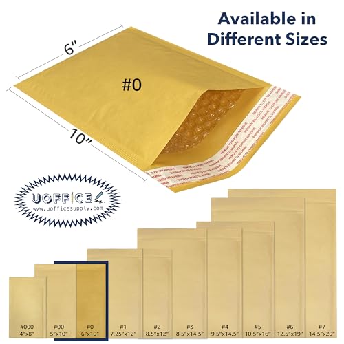 Kraft bubble mailers, 100 pcs small padded envelopes #0-6" x 10", Kraft bubble mailer, Protective mailer, Padded shipping envelopes - size: #0 - 6" x 10"
