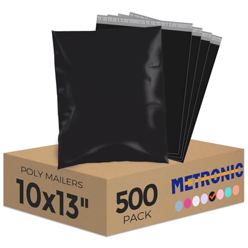 Metronic Black Poly Mailers 10x13 500 Pack, Strong Adhesive Shipping Bags - color: Black, size: 10x13 500PC