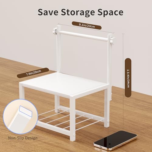 Label Holder for Rolls and Fan-Fold Labels, Sturdy Thermal Sticker Holder for Desktop Thermal Printer, Shipping Label Sticker Dispenser for Home, Office, and Small Businesses - color: White