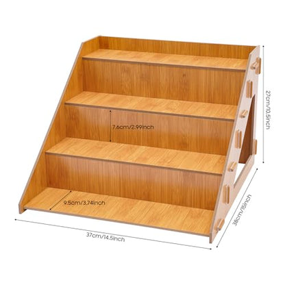 4 Tier Retail Display Stands 4 Pcs Set Cake Dessert Countertop Display Stand Log Color Triangular Display Rack for Stores Offices Homes Parties