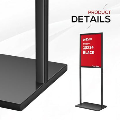 DISPLAYSWORKER Sign holder floor stand, heavy Duty Pedestal poster banner stand for display,18×24 inch slide-in double sided poster sign holder floor standing for board Display (Black, 18×24) - size: 18×24