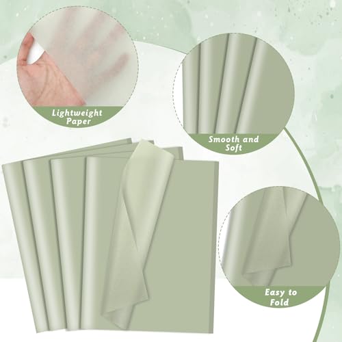 woric 160 Sheets Sage Green Tissue Paper for Gift Bags 20 X 14 Inches - color: Sage Green