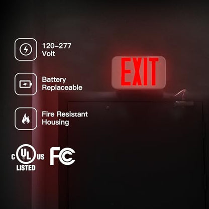 Freelicht 12 Pack Commercial Red Double-Sided LED Exit Sign 90 Min Backup - color: red, size: 12 Pack