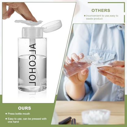 Layhit 3 Pcs 6.7 Oz/ 200 ml Alcohol Pump Dispenser Bottles, Push Down - color: Clear Cap + Clear Bottle, size: 6.7 oz