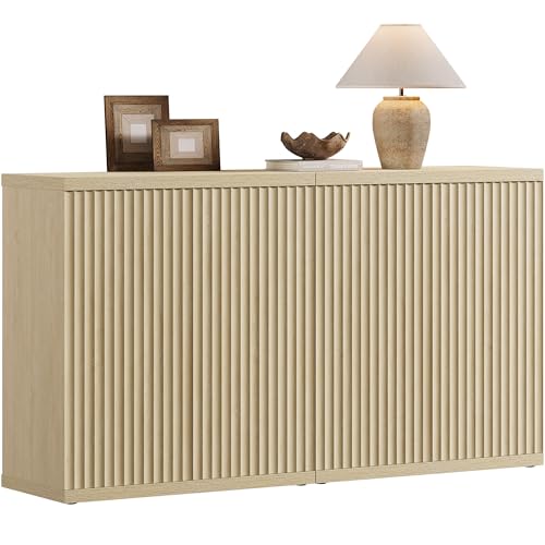 SICOTAS Buffet Cabinet with Storage Sideboard Cabinet with Doors & Shelves - color: Coastal Oak, size: 2 Pieces