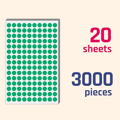 3000 Pieces, 1/2 inch - Green Dot Stickers, Small Round Circle Dots Labels - color: Green, size: 3000 Pieces