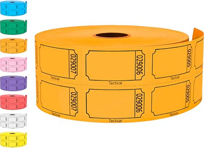 Tacticai 1000 Blank Raffle Tickets, 50/50 Double Roll, Orange - color: B - Double Roll - 1,000 Tickets - Blank - Orange