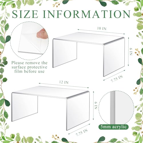 RattanView 2 Pcs 10''，12'' Clear Acrylic Shelf Riser, 5mm Thick - color: Clear, size: 10 Inch, 12 Inch, 5 mm