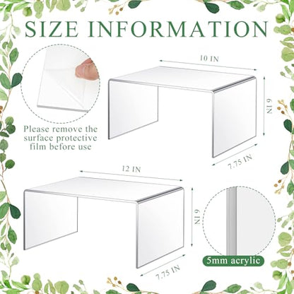 RattanView 2 Pcs 10''，12'' Clear Acrylic Shelf Riser, 5mm Thick - color: Clear, size: 10 Inch, 12 Inch, 5 mm
