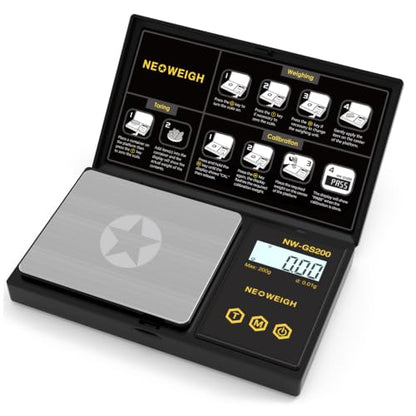 Pocket Scale in Black, 200g x 0.01g, 6 Weighing Units, LCD Backlight Display - color: Black