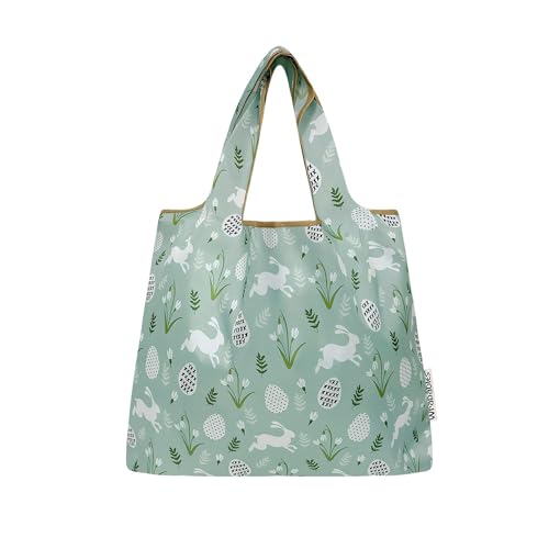 allydrew Medium Foldable Tote Nylon Reusable Grocery Bag (Set of 2) - color: Easter Bunny