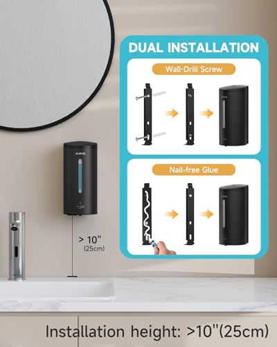 AIKE Automatic Liquid Soap Dispenser,25oz Capacity for Bathroom,Matteblack - color: Matte Black