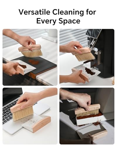Coffee Brush & Dustpan Set, White - Small, Magnetic Snap-Together Storage - color: White, size: Upgraded
