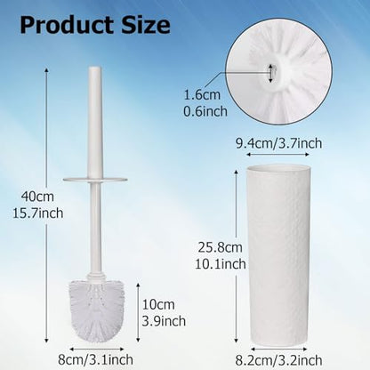 Topsky Toilet Brush,1 Pack Compact Toilet Brush & Holder Set,Plastic Round Barrel Loo Brush with 1 Replacement Toilet Brush Head,Durable for Bathroom Toilet,White