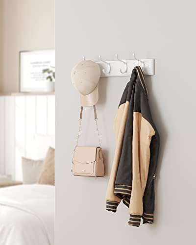 SONGMICS Wall-Mounted Coat Racks, Set of 2, 8 Dual Metal Hooks - color: White, size: 2 Pack-4 Hooks, style: Without Shelf