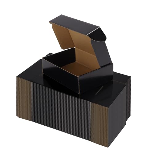 Hoikwo 40 Pack Black 7x5x2 Shipping Boxes - color: Black(Glossy), size: 7x5x2-40 Boxes