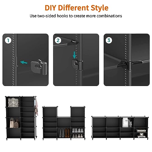 AWTATOS 6 Cube Closet Organizer Storage Shelves, Black - color: Black