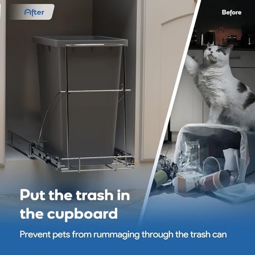 Pull Out Trash Can Under Cabinet & Under Sink, Heavy Duty Slider Organizer
