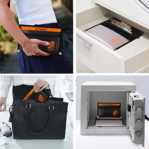 Fire Proof Money Bag for Cash, Small Motorcycle Document Holder, 2-Pack - color: silver+black