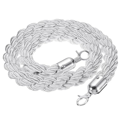 PATIKIL Stanchion Rope, 1.2m/3.9Ft Barrier Rope Twisted Post Ropes for Posts Stands Queue Divider Crowd Control of Hotel, White Silver - color: White, Silver, size: 3.9Ft