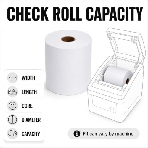 Thermal Paper Rolls, 2 1/4" x 200', 50 Rolls/Case, White Receipt Paper for POS, Cash Registers & Receipt Printers - size: 2 1/4" x 200'