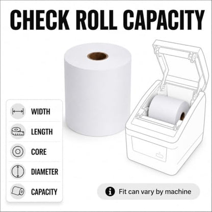 Thermal Paper Rolls, 2 1/4" x 200', 50 Rolls/Case, White Receipt Paper for POS, Cash Registers & Receipt Printers - size: 2 1/4" x 200'