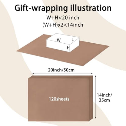 120 Sheets 14 x 20 Inch Brown Tissue Paper for Gift Bag Wrapping - color: Brown